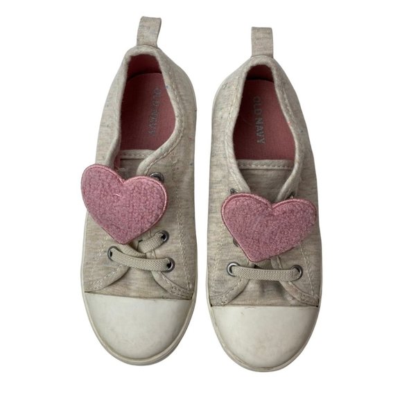 Old Navy Other - Old Navy Cream with Pink Heart Girls' Sneaker Size 10